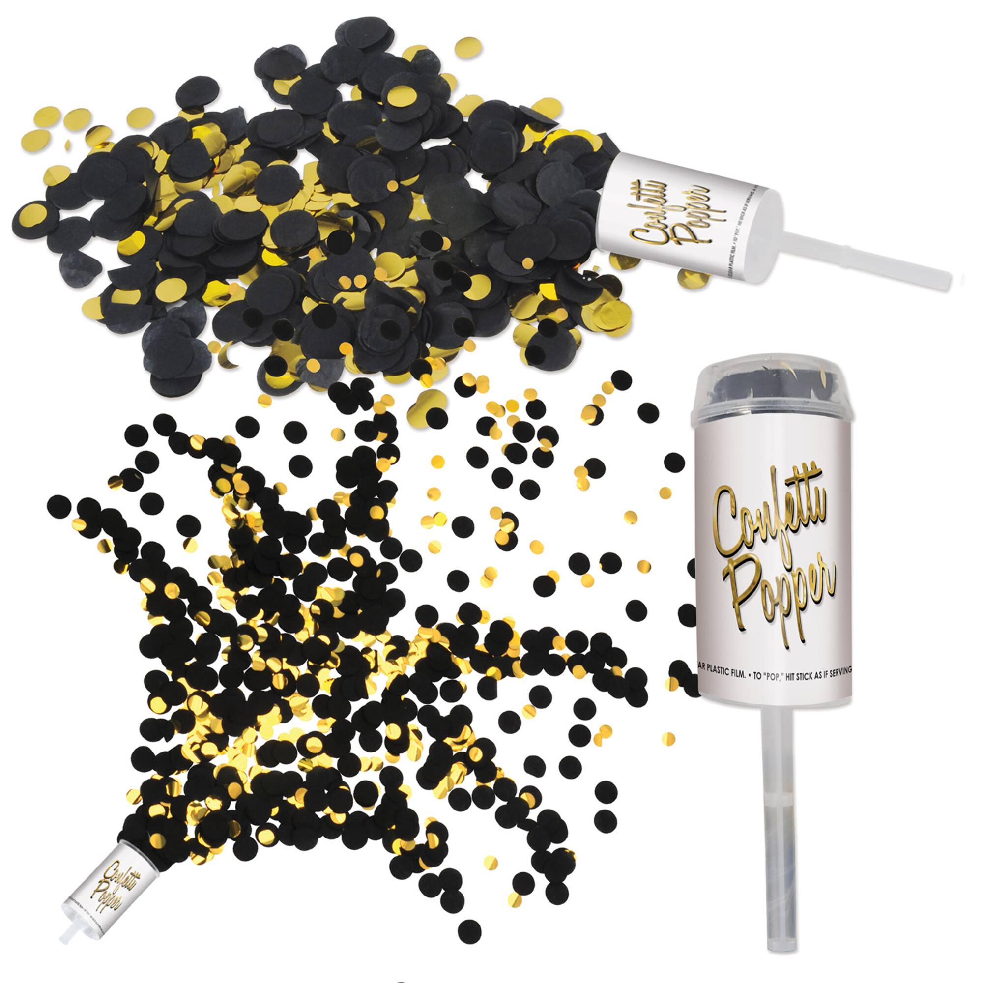 Beistle 0.5oz. Black & Gold Push Up Confetti Poppers, 8ct.